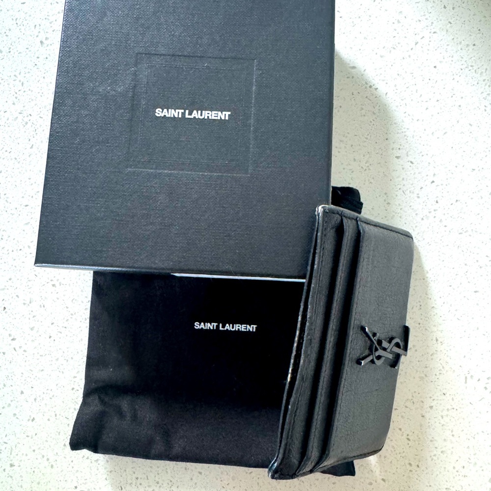 Yves Saint Laurent Black Leather Card Holder
